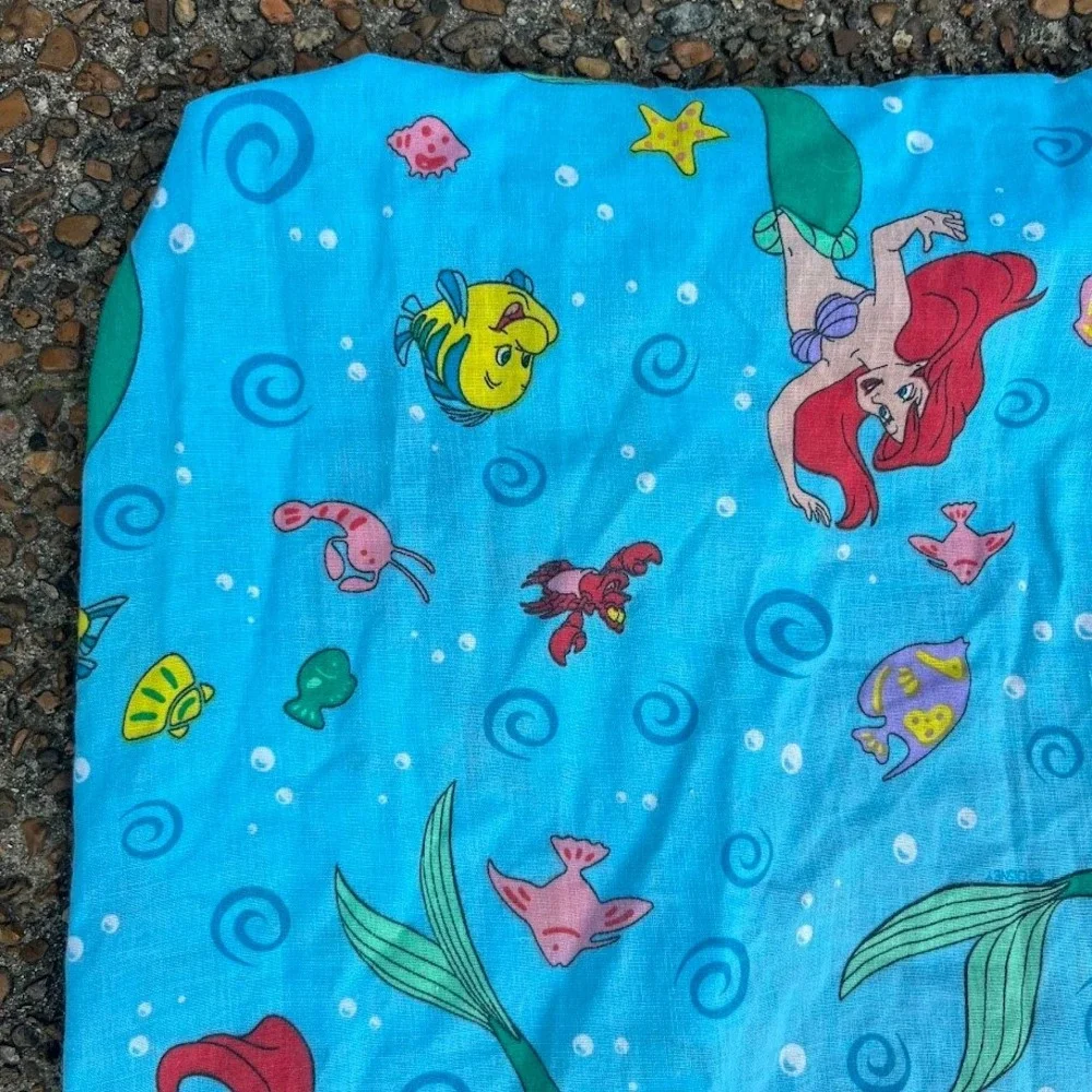 Vintage Dundee Disney Little Mermaid Ariel Fitted Crib Sheet Made in USA Blue